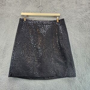 Loft Straight & Pencil‎ Skirt Women's 10T Black Jacquard Shimmer Splash Side Zip